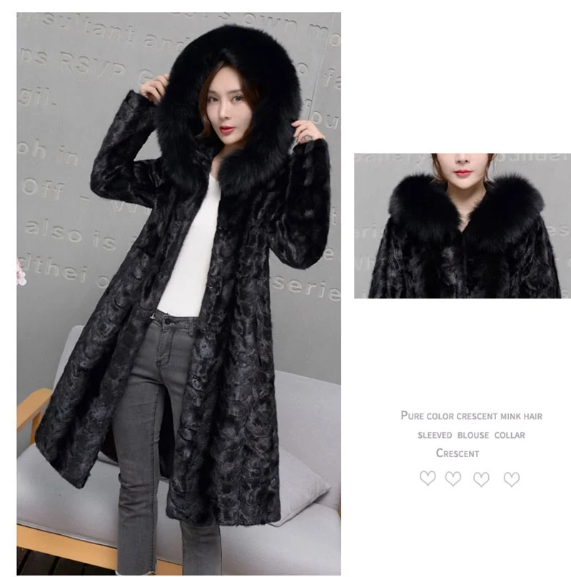 100% genuine natural mink fur coat with hoody long (8)