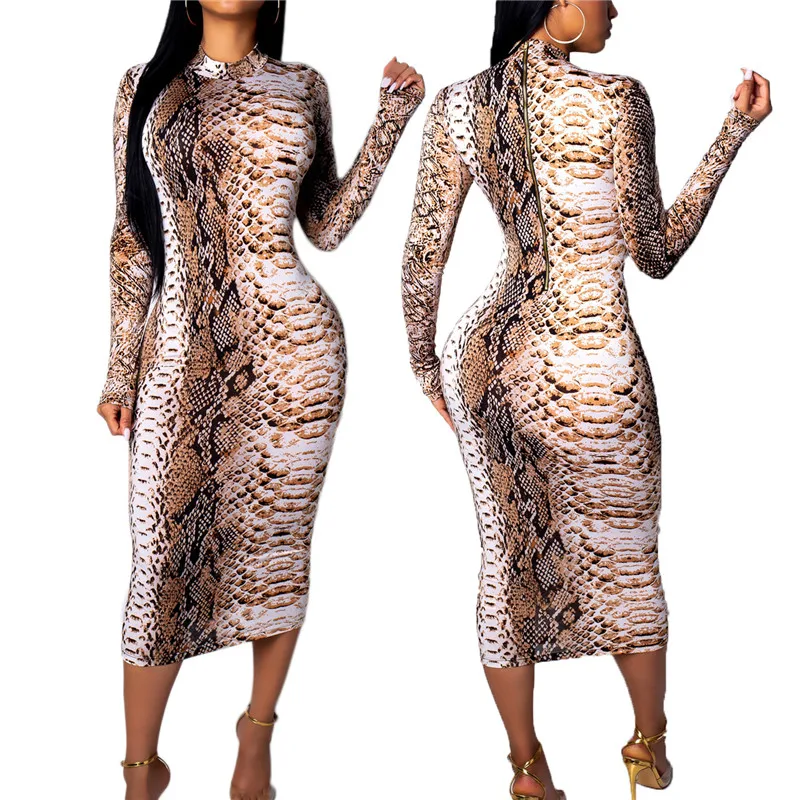 2019 Autumn New Animal Print Dress Sexy Snake Printed Women Bodycon Dresses Female Package Hip Zipper Jurkjes vestidos Jurkjes
2019 Autumn New Animal Print Dress Sexy Snake Printed Women Bodycon Dresses Female Package Hip Zipper Jurkjes vestidos Jurkjes