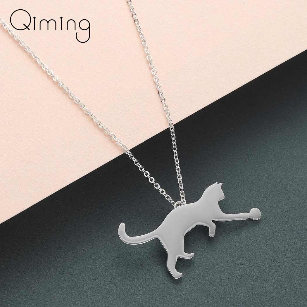 Lovely Animal Cat Necklace Silver Gold Cat Play with ball Ethnic Birthday Gift Girls Necklace Stainless Baby Kids Jewelry
Lovely Animal Cat Necklace Silver Gold Cat Play with ball Ethnic Birthday Gift Girls Necklace Stainless Baby Kids Jewelry