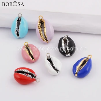 BOROSA 10PCS Gold/Silver Color Trim Boho Style Rainbow Cowrie Shell Pendant Charms for Necklace Summer Beach Jewelry WX1074
BOROSA 10PCS Gold/Silver Color Trim Boho Style Rainbow Cowrie Shell Pendant Charms for Necklace Summer Beach Jewelry WX1074