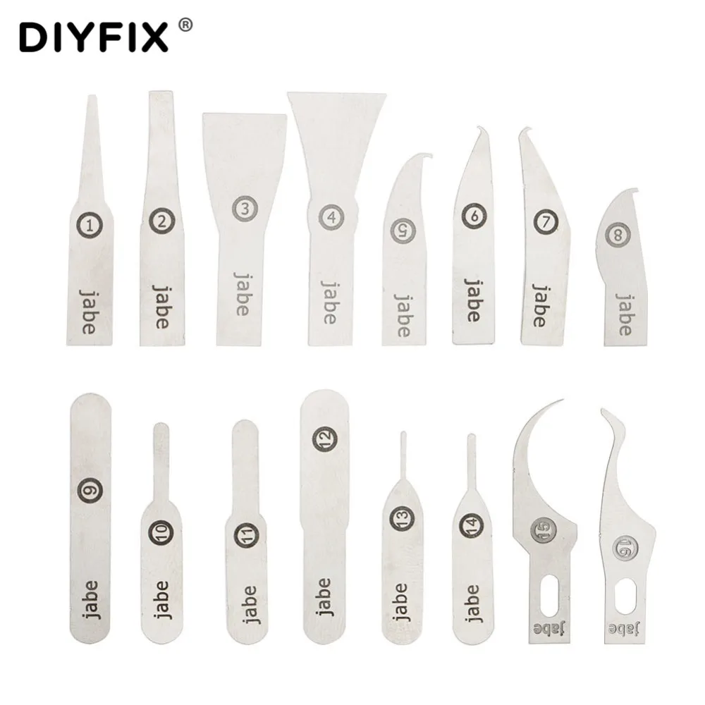 DIYFIX 16PCS IC Chip Repair Thin Knife Blade Tool CPU Remover for iPhone Processors NAND Flash Mainboard Repair Tool (No Handle)
DIYFIX 16PCS IC Chip Repair Thin Knife Blade Tool CPU Remover for iPhone Processors NAND Flash Mainboard Repair Tool (No Handle)