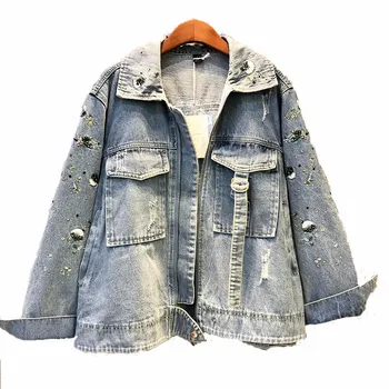 2019 spring new Korean fashion jacket women's denim jacket Loose large size denim jacket Artificial embroidery single-breasted
2019 spring new Korean fashion jacket women's denim jacket Loose large size denim jacket Artificial embroidery single-breasted
