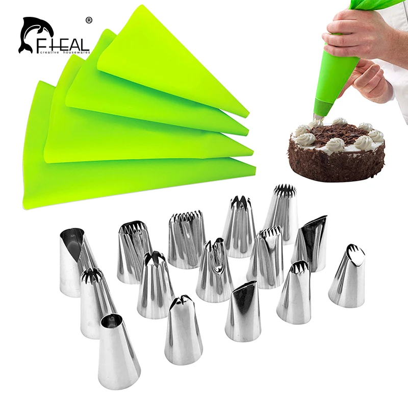 FHEAL 19pcs/set Icing Piping Tips Set Nozzles Rose Flowers Cupcake Maker Cake Decorating DIY Pastry Dessert Baking Tool Bakeware
FHEAL 19pcs/set Icing Piping Tips Set Nozzles Rose Flowers Cupcake Maker Cake Decorating DIY Pastry Dessert Baking Tool Bakeware