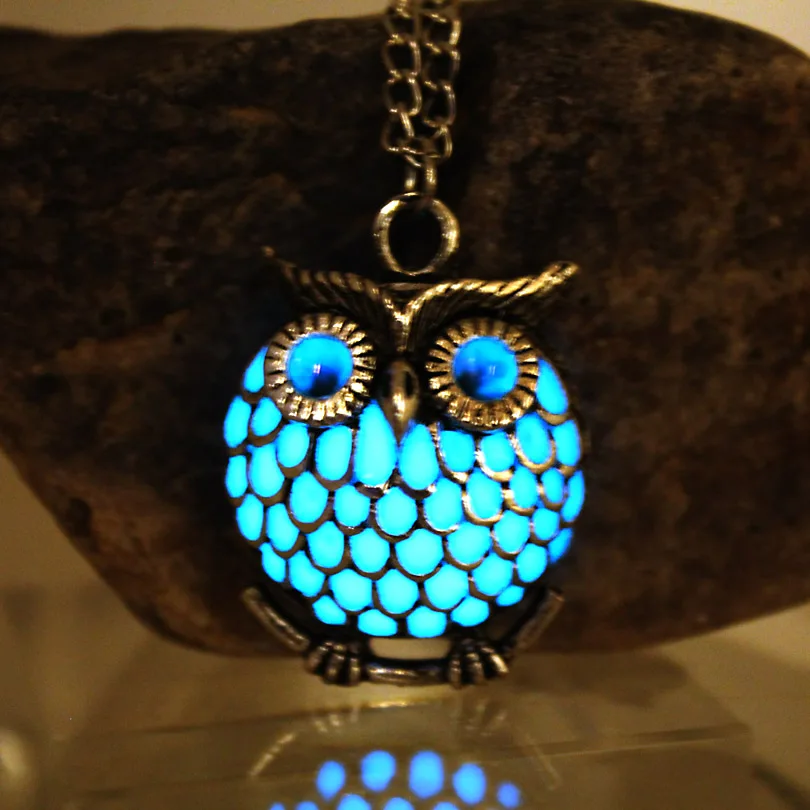 Image NEW The owl Luminous Necklace Hollow owl Necklace GLOW in the DARK night luminous gift FOR YOURS women necklace