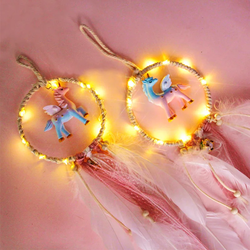 New Led night light Unicorn Walling Hanging Decor Feather Dream Catcher Handmade Wind Chimes Home Decorations Craft Dreamcatcher
New Led night light Unicorn Walling Hanging Decor Feather Dream Catcher Handmade Wind Chimes Home Decorations Craft Dreamcatcher
