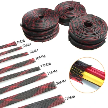10M Braided Sleeve Red&Black 2/4/6/8/10/12/15/20/25mm Expandable Insulated Wrapper Protecting Tight PET Braided Cable Sleeve
10M Braided Sleeve Red&Black 2/4/6/8/10/12/15/20/25mm Expandable Insulated Wrapper Protecting Tight PET Braided Cable Sleeve