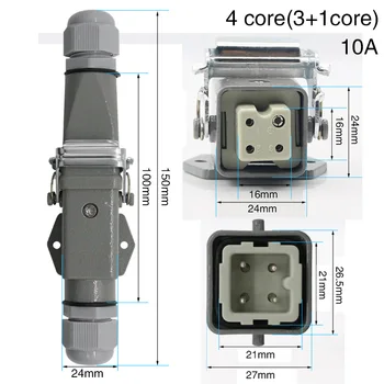 Heavy duty connector 4 core (3+1)5 core (4 +1)6 core (5+1)8 core (7+1) gas plug 250v-005-4 Connect the aviation plug to the hori
Heavy duty connector 4 core (3+1)5 core (4 +1)6 core (5+1)8 core (7+1) gas plug 250v-005-4 Connect the aviation plug to the hori