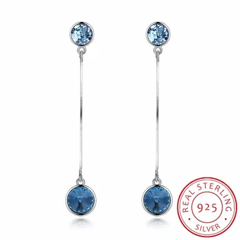 LEKANI Original Blue Crystals From SWAROVSKI Long Chain Drop Earrings S925 Sterling Silver Fine Earrings For Women Wedding Gifts
LEKANI Original Blue Crystals From SWAROVSKI Long Chain Drop Earrings S925 Sterling Silver Fine Earrings For Women Wedding Gifts