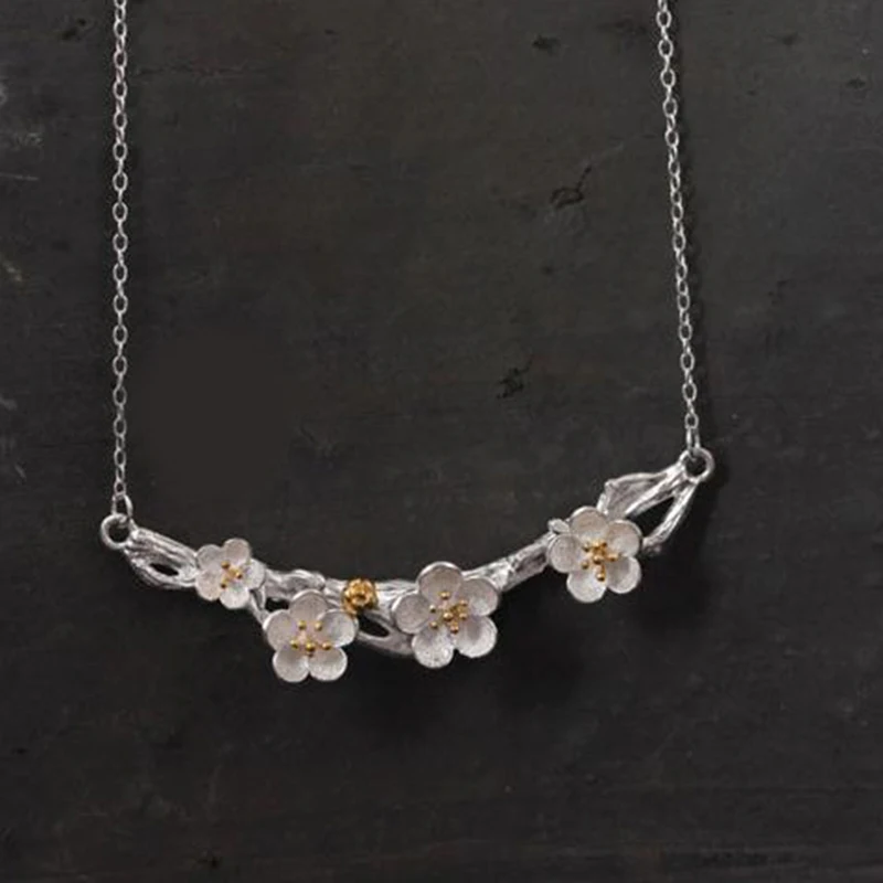 Elegant 925 Sterling Silver Cherry Blossoms Flower Necklaces For Women Wedding Long Choker Necklaces Collares Colar
Elegant 925 Sterling Silver Cherry Blossoms Flower Necklaces For Women Wedding Long Choker Necklaces Collares Colar
