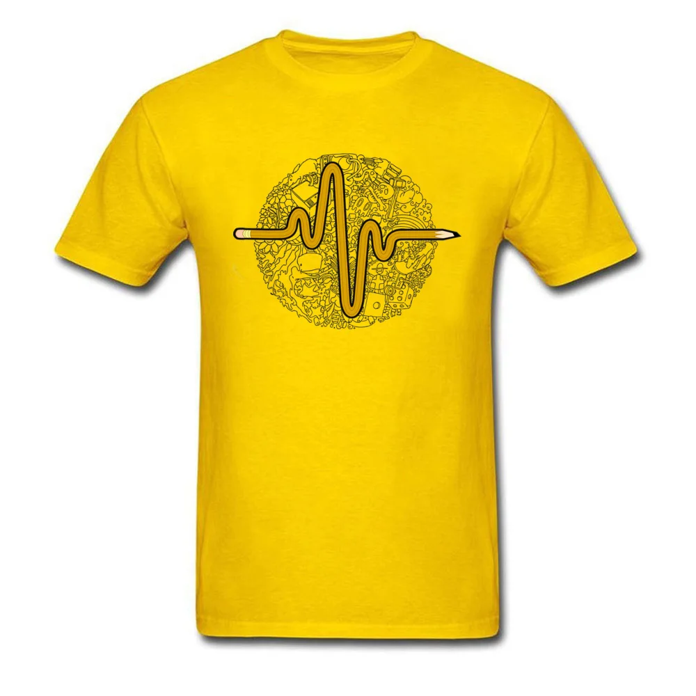 Pencil Pulse 100% Cotton Camisa Tops Shirts High Quality Short Sleeve Men's T Shirt Normal Autumn Tees O-Neck Wholesale Pencil Pulse yellow