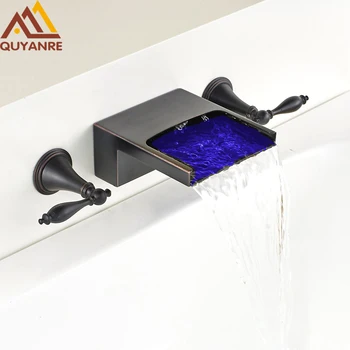 Quyanre LED Changes Waterfall Bath Shower Faucet Widespread Bathtub Faucet Dual Handles Mixer Tap Wall Mount LED Shower Faucet
Quyanre LED Changes Waterfall Bath Shower Faucet Widespread Bathtub Faucet Dual Handles Mixer Tap Wall Mount LED Shower Faucet