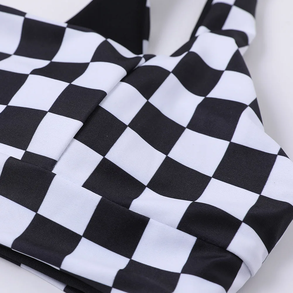 HOT Ladies Split Swimwear Set Black White Grid Printed Bikini Briefs Swimsuits for Beach HV99
HOT Ladies Split Swimwear Set Black White Grid Printed Bikini Briefs Swimsuits for Beach HV99