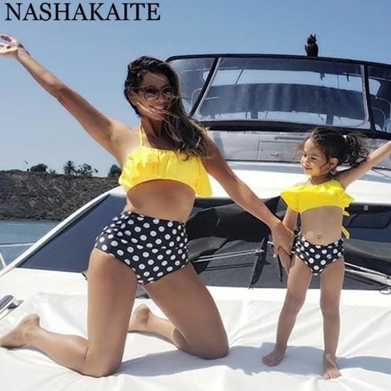 NASHAKAITE Mommy and me swimsuit Polka Dots Print High Waist Bikini Sets Women Swimming Suits Beach Family Matching Swimsuits
NASHAKAITE Mommy and me swimsuit Polka Dots Print High Waist Bikini Sets Women Swimming Suits Beach Family Matching Swimsuits