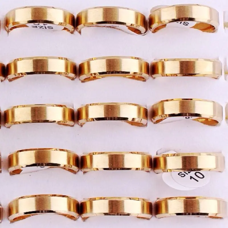 QianBei Free 5pcs Sainless Steel Ring Simple Gold Color Rings Lovers Fashion Wedding Jewelry Party Women Men Valentine's gift |