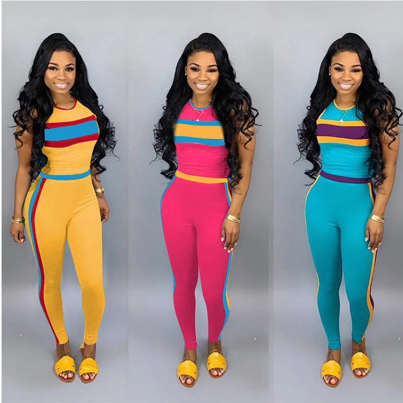 Striped Printed Two Piece Set Tank Long Pants Matching Set Bodycon Bodysuit Activewear Sexy Bandage Outfits Summer Style 2019
Striped Printed Two Piece Set Tank Long Pants Matching Set Bodycon Bodysuit Activewear Sexy Bandage Outfits Summer Style 2019