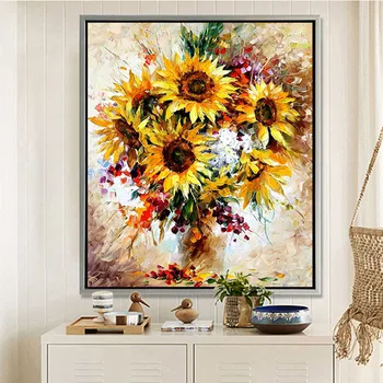 Flower hand-painted wall painting palette knife sunflower abstract oil painting canvas modern room decorates living room
Flower hand-painted wall painting palette knife sunflower abstract oil painting canvas modern room decorates living room