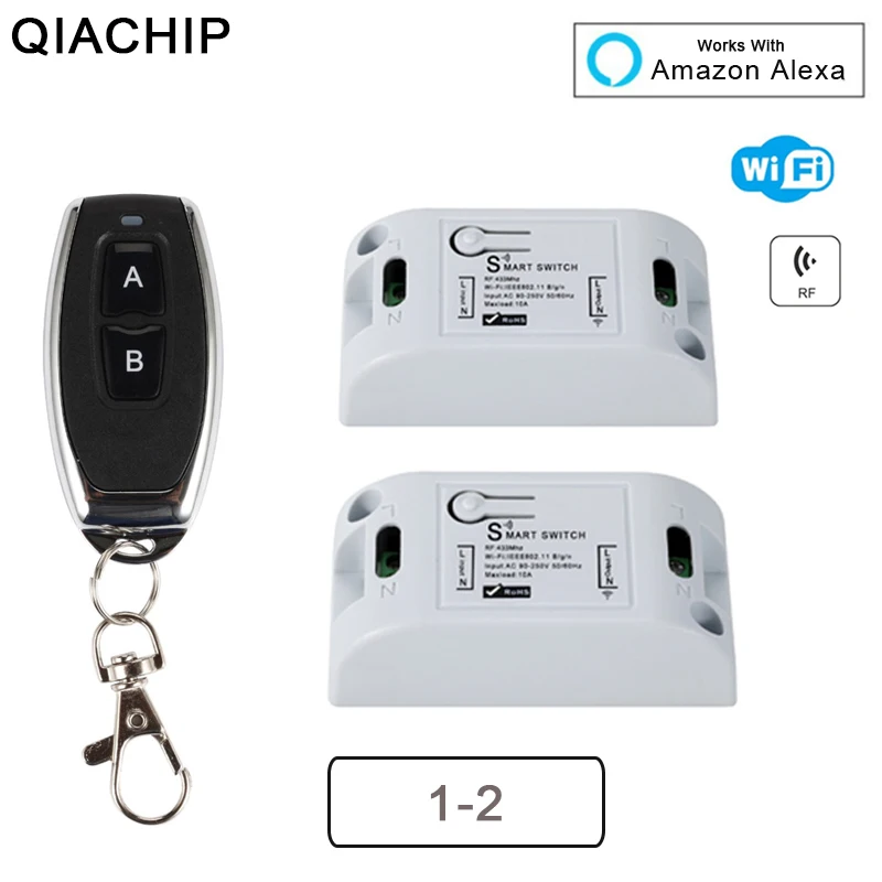 QIACHIP Wifi Smart Light Switch RF 433Mhz Wireless Remote Control Lamp Light Switch Universal Wifi Switch Work With Amazon Alexa
QIACHIP Wifi Smart Light Switch RF 433Mhz Wireless Remote Control Lamp Light Switch Universal Wifi Switch Work With Amazon Alexa