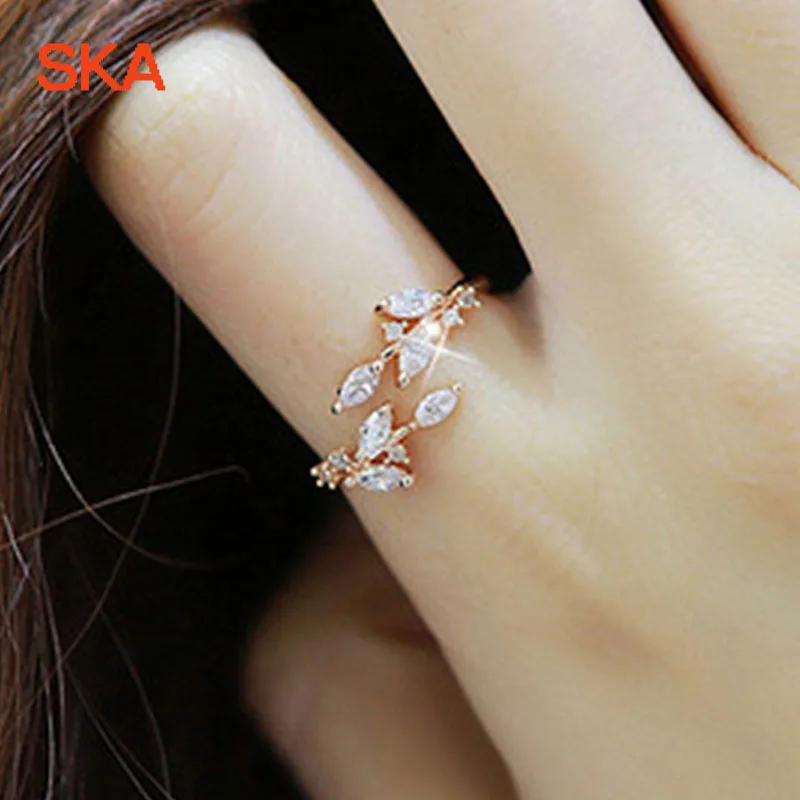 SKA Anillos Fashion Anel Women Ring Costume Jewelry Adjustable Rose Gold/Sliver/Gold Color Leaf AAA Zircon Wedding Rings JJZ237
SKA Anillos Fashion Anel Women Ring Costume Jewelry Adjustable Rose Gold/Sliver/Gold Color Leaf AAA Zircon Wedding Rings JJZ237