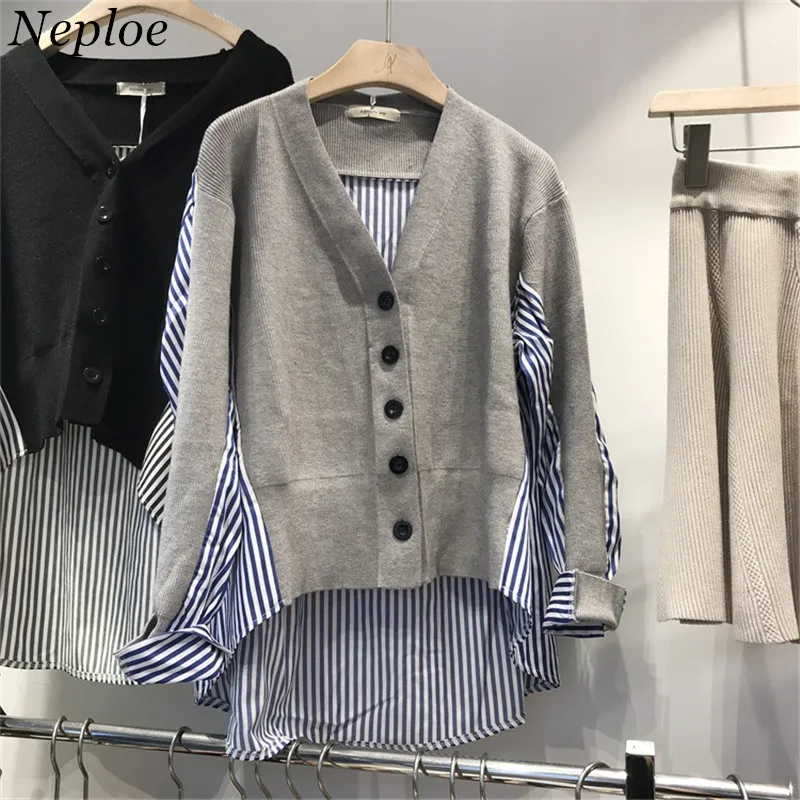 Neploe Patchwork Stripped V-Neck Women Cardigan Short Front Knitted Female Open Stich 2019 Autumn Winter New Sueter Mujer 69023
Neploe Patchwork Stripped V-Neck Women Cardigan Short Front Knitted Female Open Stich 2019 Autumn Winter New Sueter Mujer 69023