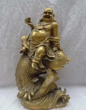 USPS to USA S1494 18" China Brass Buddhism YuanBao Happy Laughing Maitreya Buddha Statue Ride Fish (B0328)
USPS to USA S1494 18" China Brass Buddhism YuanBao Happy Laughing Maitreya Buddha Statue Ride Fish (B0328)