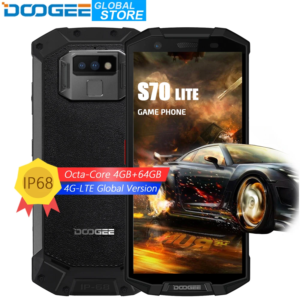 

DOOGEE S70 Lite IP68/IP69K Waterproof Helio P23 Octa Core 4GB 64GB LTE Wireless Charge NFC 5500mAh 12V2A Quick Charge 5.99'' FHD