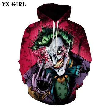 YX GIRL 2018 Autumn Winter Fashion Men/women Hoodies With Cap Print Clown Poker Hooded Sweatshirt 3D Hoody lovely Tracksuits
YX GIRL 2018 Autumn Winter Fashion Men/women Hoodies With Cap Print Clown Poker Hooded Sweatshirt 3D Hoody lovely Tracksuits