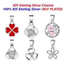 100% plata de ley trébol de la suerte encanto Vnistar flor Rosa mariposa colgante Circonia cúbica al por mayor colgante de la flor(China)