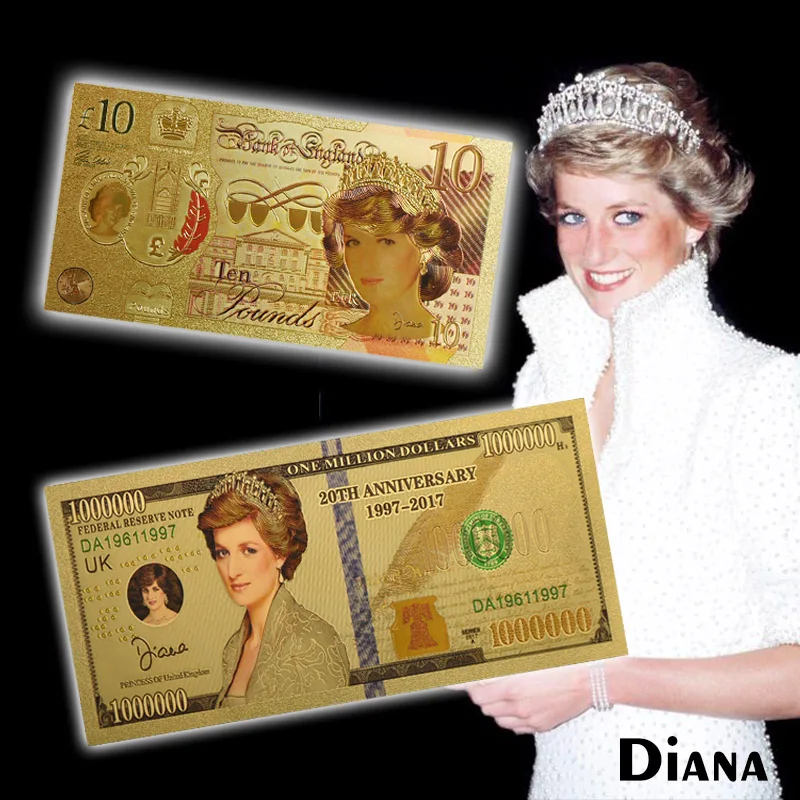WR 20th Anniversary Diana Commemorative Banknote 24 Gold Plated Banknote Gold Foil Note Paper Money Metal Crafts Artwork
WR 20th Anniversary Diana Commemorative Banknote 24 Gold Plated Banknote Gold Foil Note Paper Money Metal Crafts Artwork