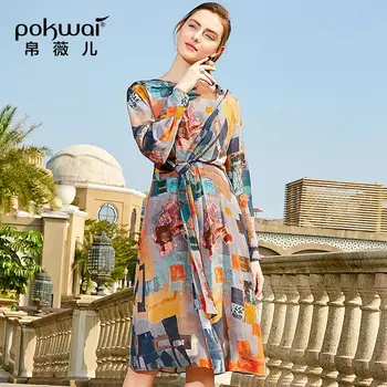 POKWAI Spring Women's Round Collar Abstract Pattern Pleated Slim Midi Dress Stitched Contrast Print Dress
POKWAI Spring Women's Round Collar Abstract Pattern Pleated Slim Midi Dress Stitched Contrast Print Dress