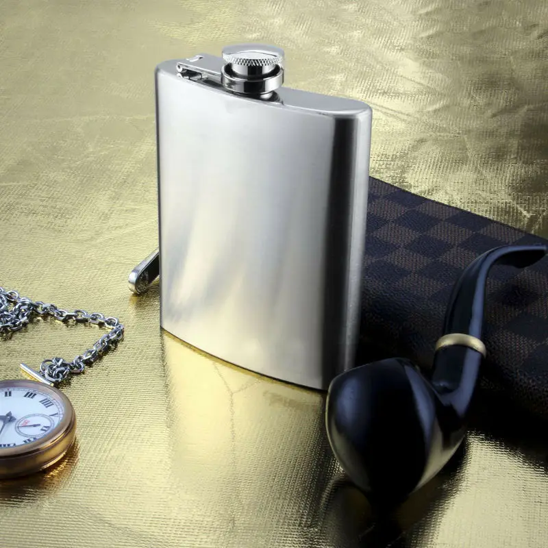 

7-10oz Stainless Steel Hip Liquor Whiskey Alcohol Flask Cap Pocket Wine Bottle