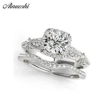 AINUOSHI 925 Sterling Silver Square 1ct Round Cut Halo Rings Women Wedding White Gold Color Engagement Silver Rings Jewelry
AINUOSHI 925 Sterling Silver Square 1ct Round Cut Halo Rings Women Wedding White Gold Color Engagement Silver Rings Jewelry