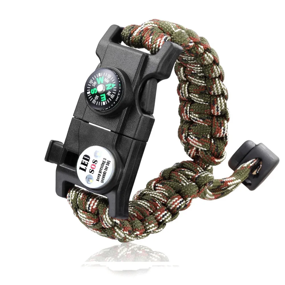 Multifunctional Survival Paracord Bracelet Outdoor Camping Travel EDC Tools Tactical First Aid kit Rescue Rope Whistle Compass
Multifunctional Survival Paracord Bracelet Outdoor Camping Travel EDC Tools Tactical First Aid kit Rescue Rope Whistle Compass