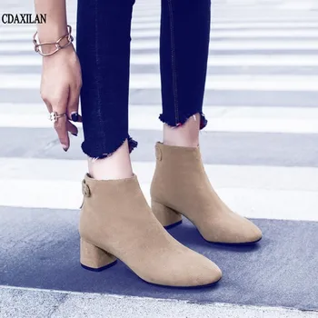 CDAXILAN new arrivals boots women ankle boots cow suede square heels round toe middle heels zipper ladies sexy short boots shoes
CDAXILAN new arrivals boots women ankle boots cow suede square heels round toe middle heels zipper ladies sexy short boots shoes