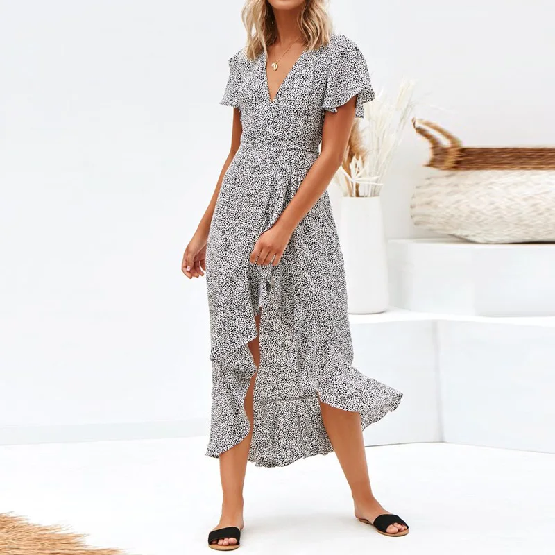 New Arrival 2019 Summer Fashion Dress Dot Print Flare Short Sleeve Beach Dress Sexy V Neck Irregular Sundress Vestidos De Verano
New Arrival 2019 Summer Fashion Dress Dot Print Flare Short Sleeve Beach Dress Sexy V Neck Irregular Sundress Vestidos De Verano