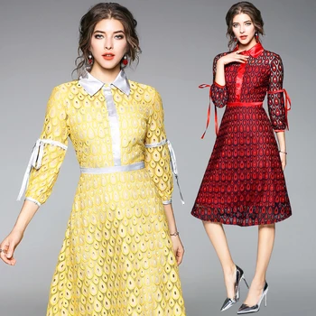 Europe fashion new women's high quality lace party clothes 3/4 sleeve lace a-line dress vestidos office lady evening clothing
Europe fashion new women's high quality lace party clothes 3/4 sleeve lace a-line dress vestidos office lady evening clothing
