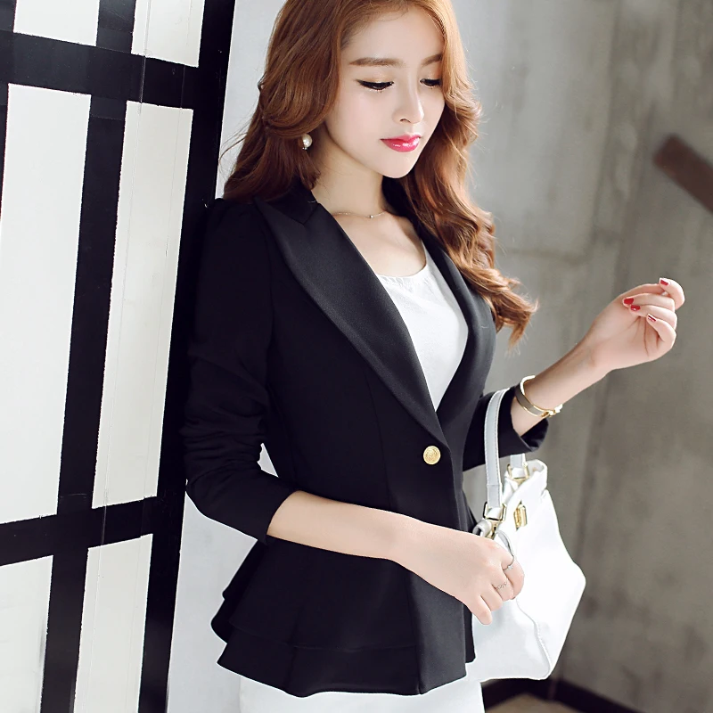 Spring Autumn Ladies Ruffle Slim Blazer And Jackets Plus Size 2XL Women Fashion Black Blaser Terno Feminino Work Wear
Spring Autumn Ladies Ruffle Slim Blazer And Jackets Plus Size 2XL Women Fashion Black Blaser Terno Feminino Work Wear