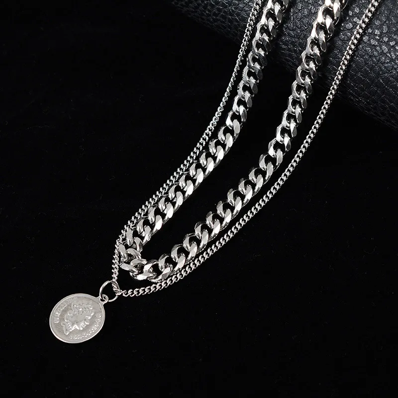 Fashion hip hop titanium steel necklace women's double retro style accessories ladies personality simple pendant hot sale
Fashion hip hop titanium steel necklace women's double retro style accessories ladies personality simple pendant hot sale