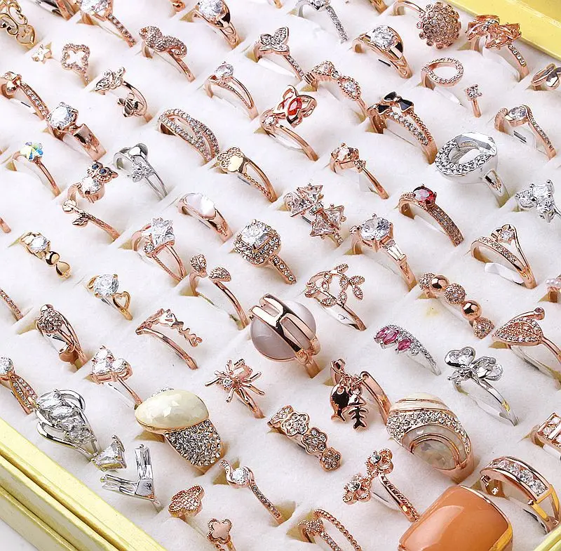 

50 Pcs/lot fashion women new wholesale rings jewelry mix random style hot sale men ring jewelry wholesale 0708-4