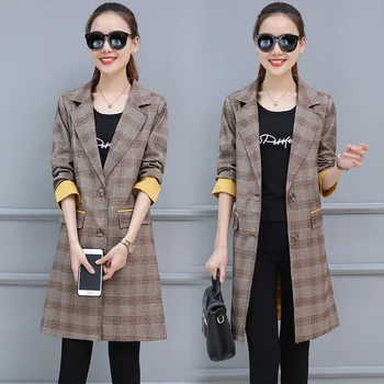 Spring autumn Plaid coat women's Double-breasted Elegant Trench coats overcoats turn-down collar long Plaid Trench jacket Female
Spring autumn Plaid coat women's Double-breasted Elegant Trench coats overcoats turn-down collar long Plaid Trench jacket Female