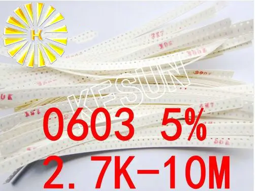 50valuesX50pcs=2500pcs 0603 SMD Resistor Kit Assorted Kit 2.7K-10M ohm 5% Sample Kit Sample bag Fuse
50valuesX50pcs=2500pcs 0603 SMD Resistor Kit Assorted Kit 2.7K-10M ohm 5% Sample Kit Sample bag Fuse