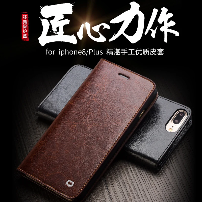 Фото Чехол из коровьей кожи для iphone8 Qialino брендовый флип-чехол натуральной iphone 8 plus
