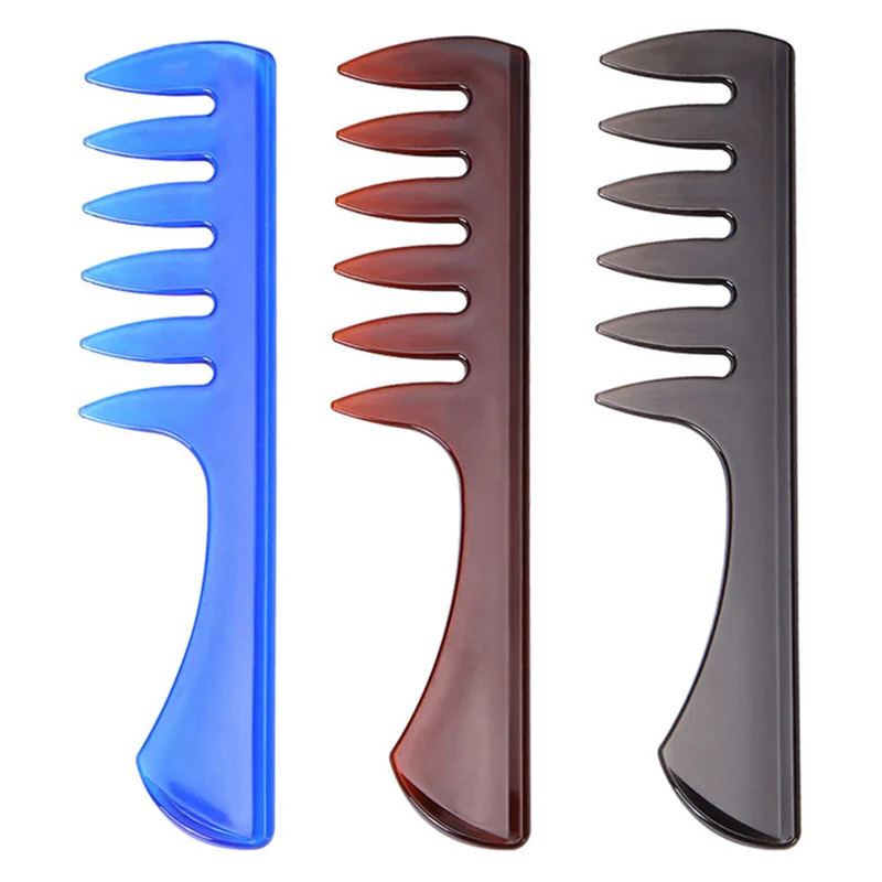 

Wide Teeth Afro Comb Insert Curly Hairbrush Hair Fork Pick Comb Plastic Handle Hairdressing Brush Styling Tool