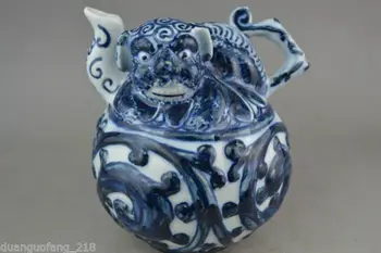 Elaborate Collectible Chinese blue and white porcelain dragon dog statue kettle tea pot
Elaborate Collectible Chinese blue and white porcelain dragon dog statue kettle tea pot