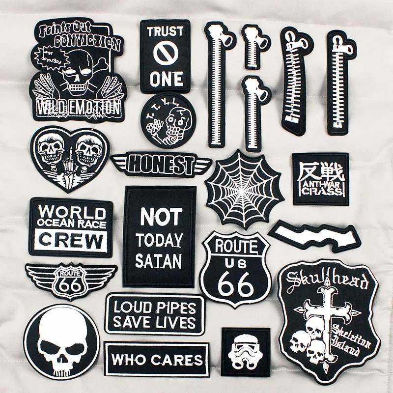 Letters Black Hippie Patch Embroidered Skull Badges Hot Iron Mending Patches For Clothes Jacket Jeans Stickers Fabric
Letters Black Hippie Patch Embroidered Skull Badges Hot Iron Mending Patches For Clothes Jacket Jeans Stickers Fabric