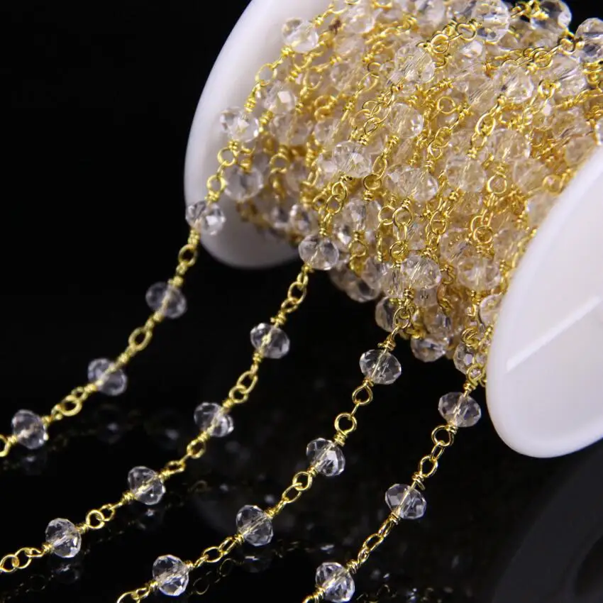 4x6mm,Clear Crystal Glass Faceted Rondelle Link Gold Chain,Wire Wrapped Rosary Chain Women Earring Fashion Bracelet Necklace
4x6mm,Clear Crystal Glass Faceted Rondelle Link Gold Chain,Wire Wrapped Rosary Chain Women Earring Fashion Bracelet Necklace