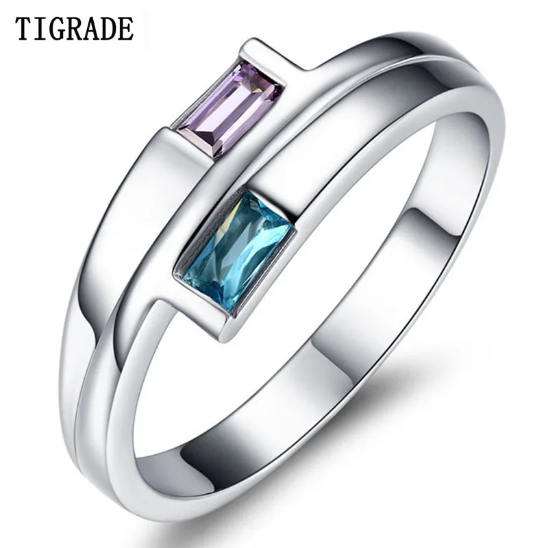 Tigrade Genuine 925 Sterling Silver Ring Blue Purple CZ Wedding Rings For Women Engagement Band Fashion Anillos Top Quality
Tigrade Genuine 925 Sterling Silver Ring Blue Purple CZ Wedding Rings For Women Engagement Band Fashion Anillos Top Quality
