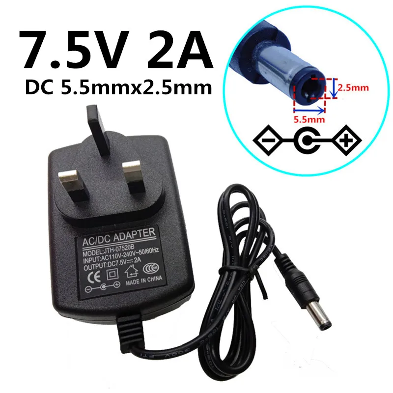 US/EU/UK/AU AC 100V-240V for 7.5V ac/dc adapter power supply 7.5V 2A power adapter wall Changer travel Converter 5.5mm*2.5mm
US/EU/UK/AU AC 100V-240V for 7.5V ac/dc adapter power supply 7.5V 2A power adapter wall Changer travel Converter 5.5mm*2.5mm