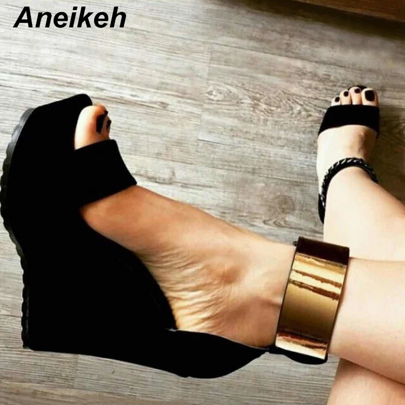 Aneikeh 2019 Concise Fashion Flock Women Sandals Zip Wedge High Heel Platform Round Toe Cover Heel Black Casual Party Size 35-40
Aneikeh 2019 Concise Fashion Flock Women Sandals Zip Wedge High Heel Platform Round Toe Cover Heel Black Casual Party Size 35-40