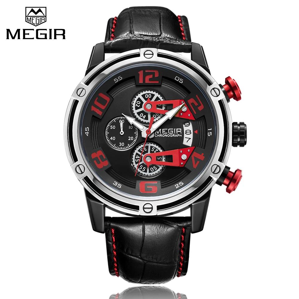 New Classic Brand MEGIR Quartz watch Genuine Leather Creative Chronograph Watches Men sports Watch Clock Male Relogio Masculino
New Classic Brand MEGIR Quartz watch Genuine Leather Creative Chronograph Watches Men sports Watch Clock Male Relogio Masculino