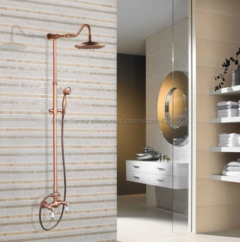 Antique Red Copper 8 inch Rain Shower head Shower Faucet Set Double Handle Bathroom Shower Mixer Taps Nrg619
Antique Red Copper 8 inch Rain Shower head Shower Faucet Set Double Handle Bathroom Shower Mixer Taps Nrg619